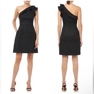 Halston Heritage Elegant Black One-Shoulder Dress size 8 party cocktail holiday